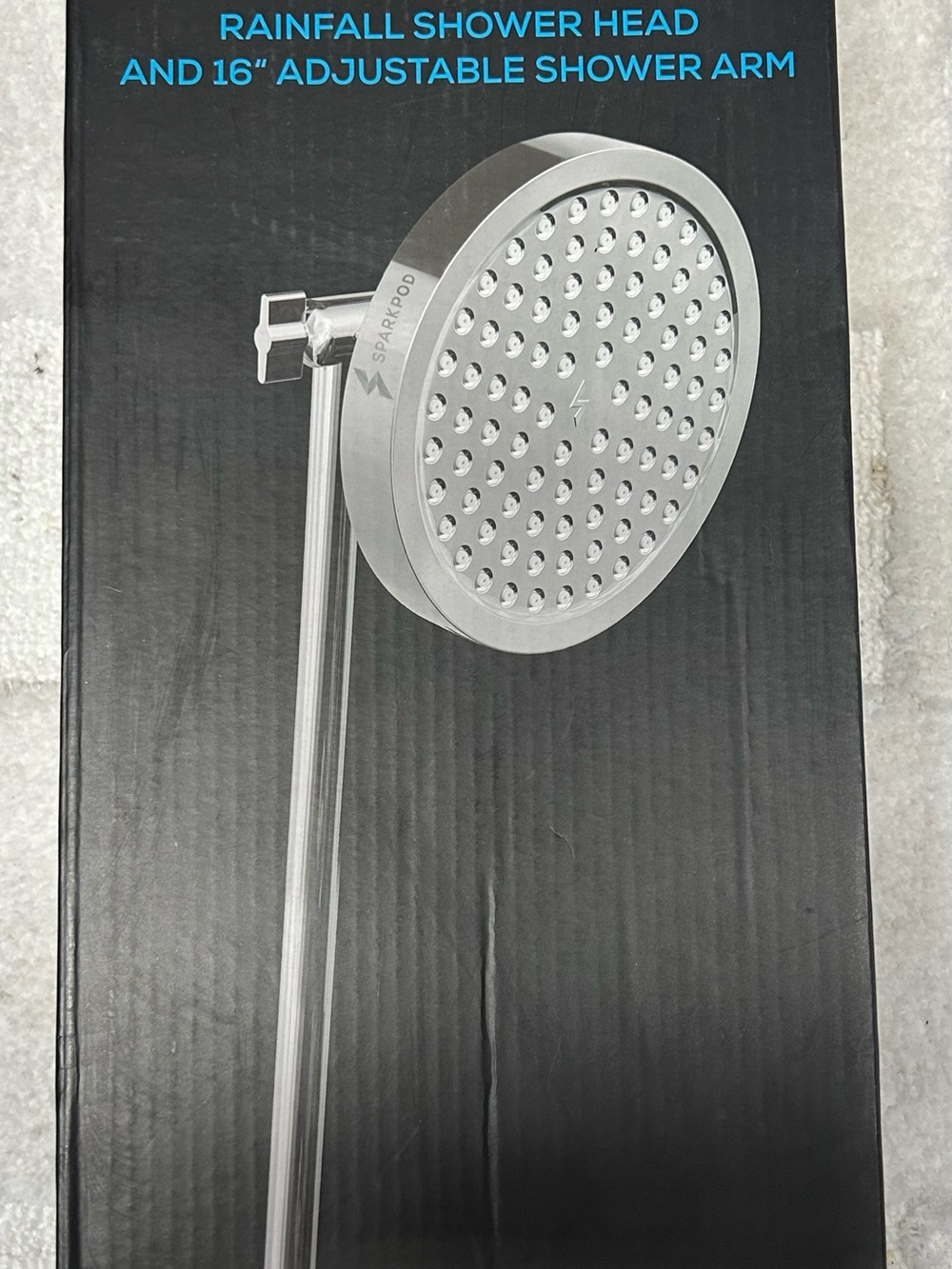 Rainfall Shower Head with 16" Adjustable Arm - Brushed Silver